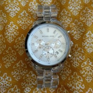 Michael Kors clear acrylic watch in silver